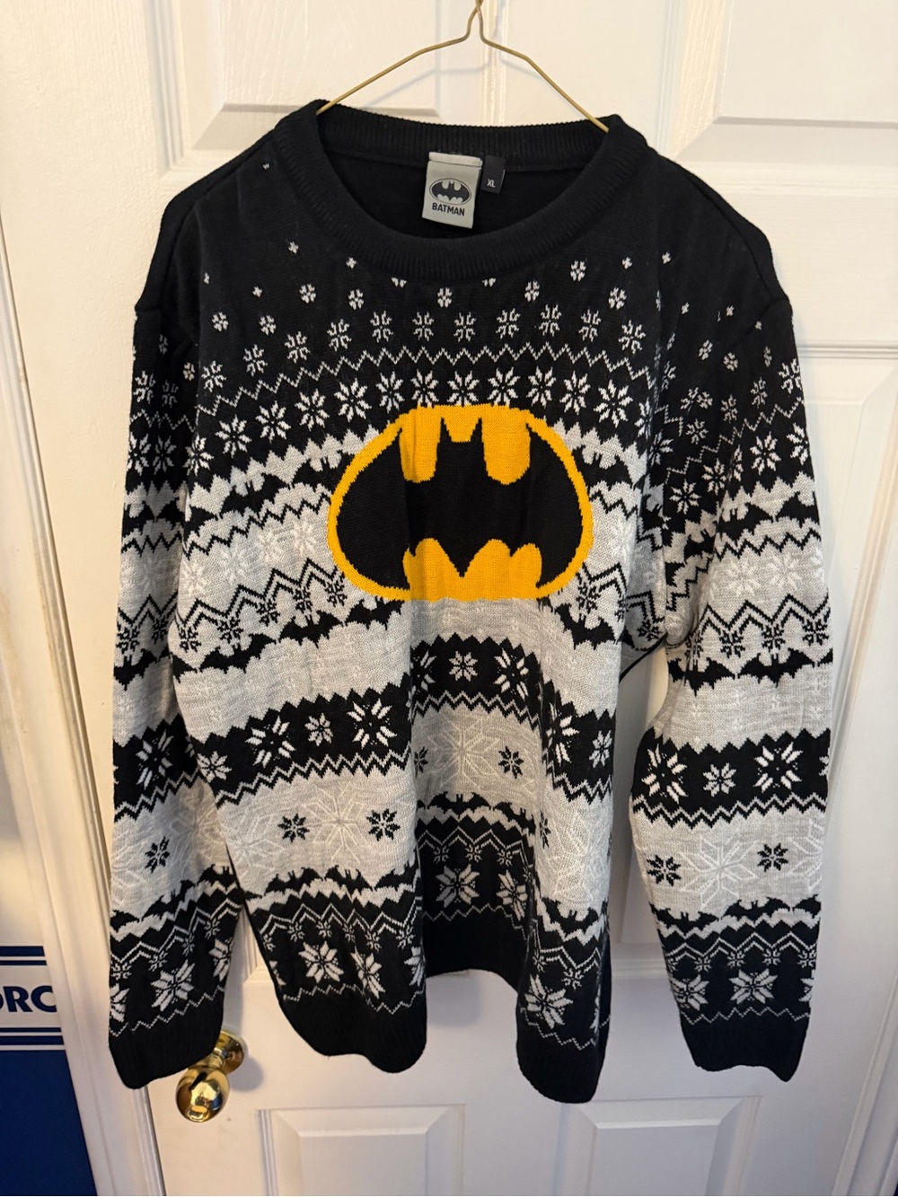 Batman Black, Gray & Yellow Fair Isle Crewneck Sweater